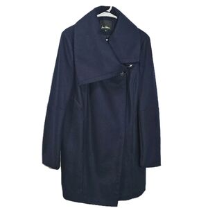 Sam Edelman Navy Blue  XL Wool blend A-Line Pea Dress Comfy Minimal Midi Coat